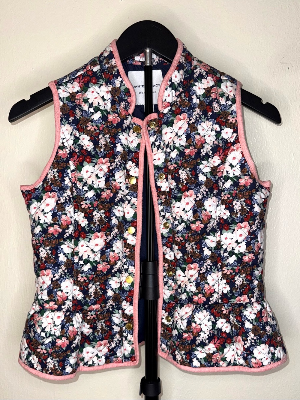 Janie and Jack Floral Quilted Vest w/ Pink Trim, size 10/12, EUC